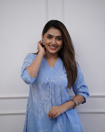 light blue Kurta Plazo Set