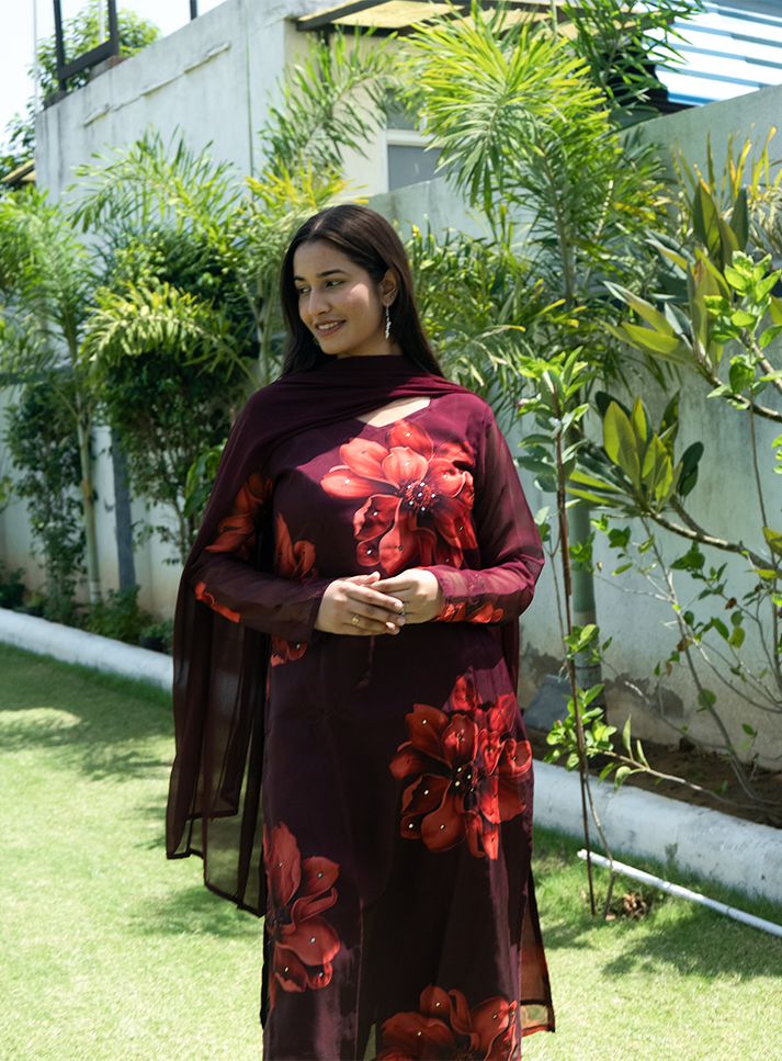 Wine Blossom Elegant suit set