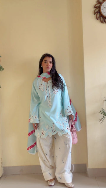 Sea Green Modal Cotton Farshi Suit
