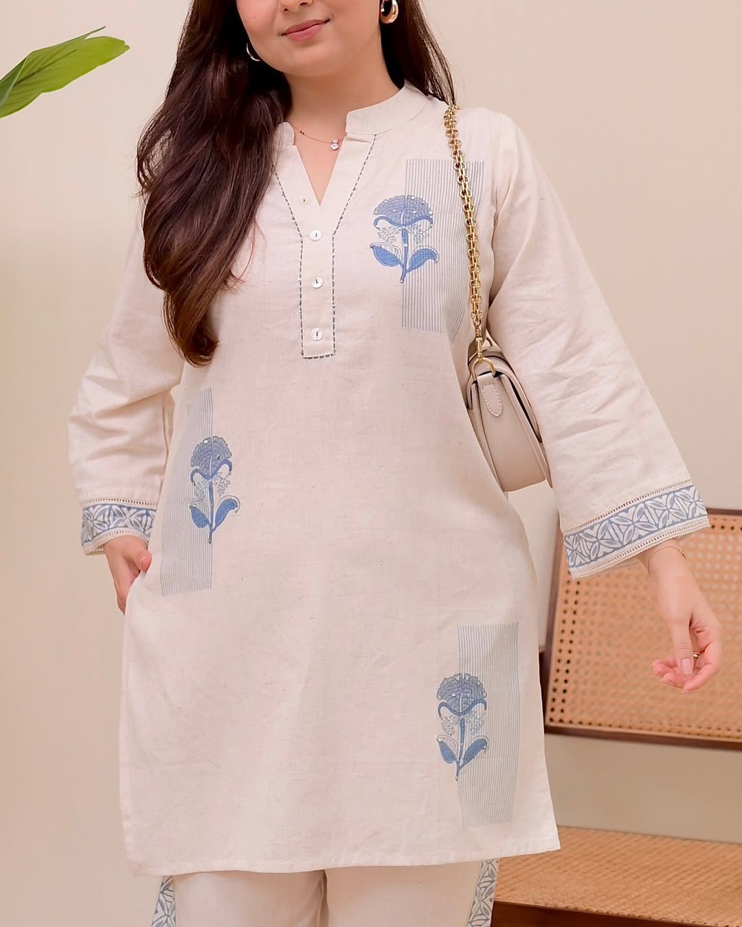 Blue Floral Grace Embroidered Co-ord Set
