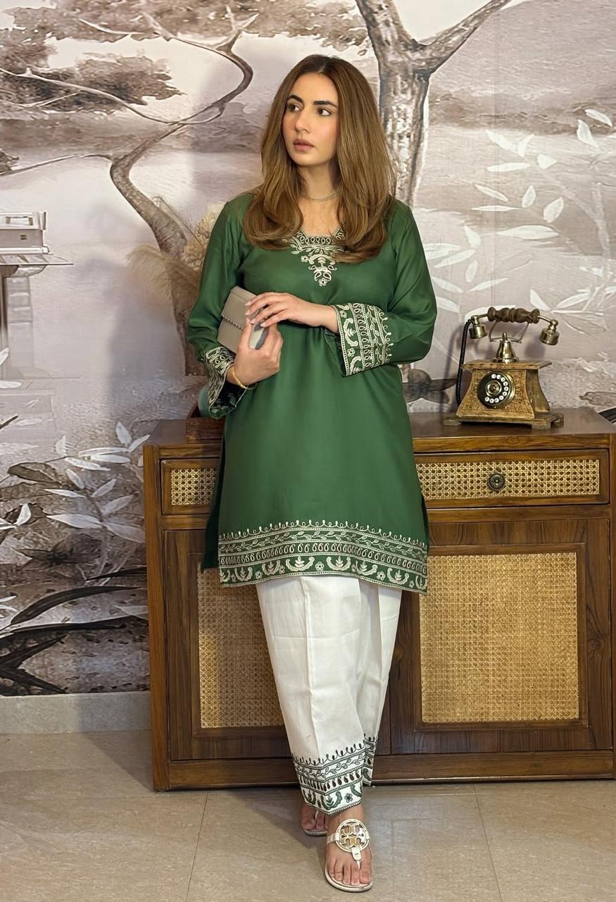 Classic Green Embroidered Co-ord Set