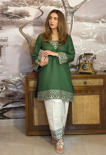 Classic Green Embroidered Co-ord Set