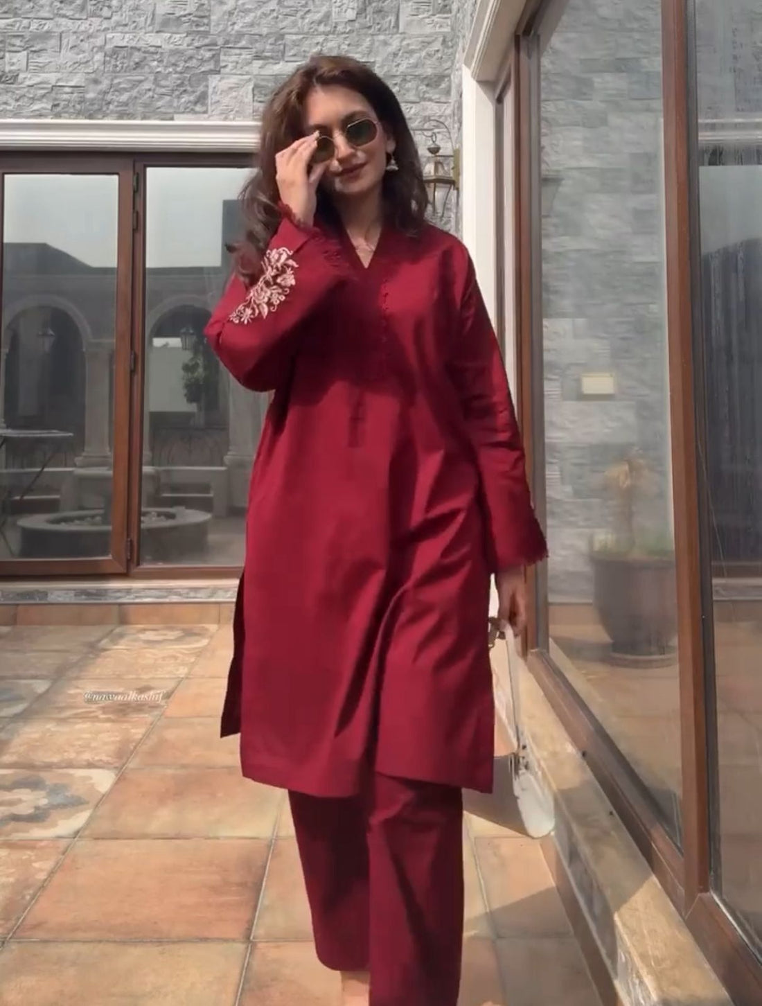 Classic Maroon Embroidered Co-ord Set