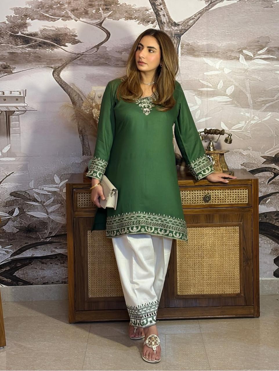 Classic Green Embroidered Co-ord Set