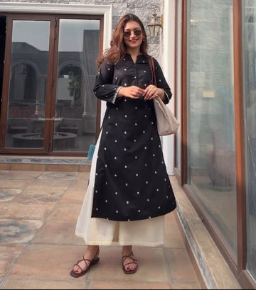 Black embroidery cord-set